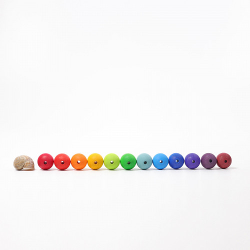 Деревянная шнуровка "Радужные бусы, диаметр 3 см", 36 деталей